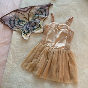 Stella McCartney Girls Tulle and Satin Dress with Removable Butterfly Wings
